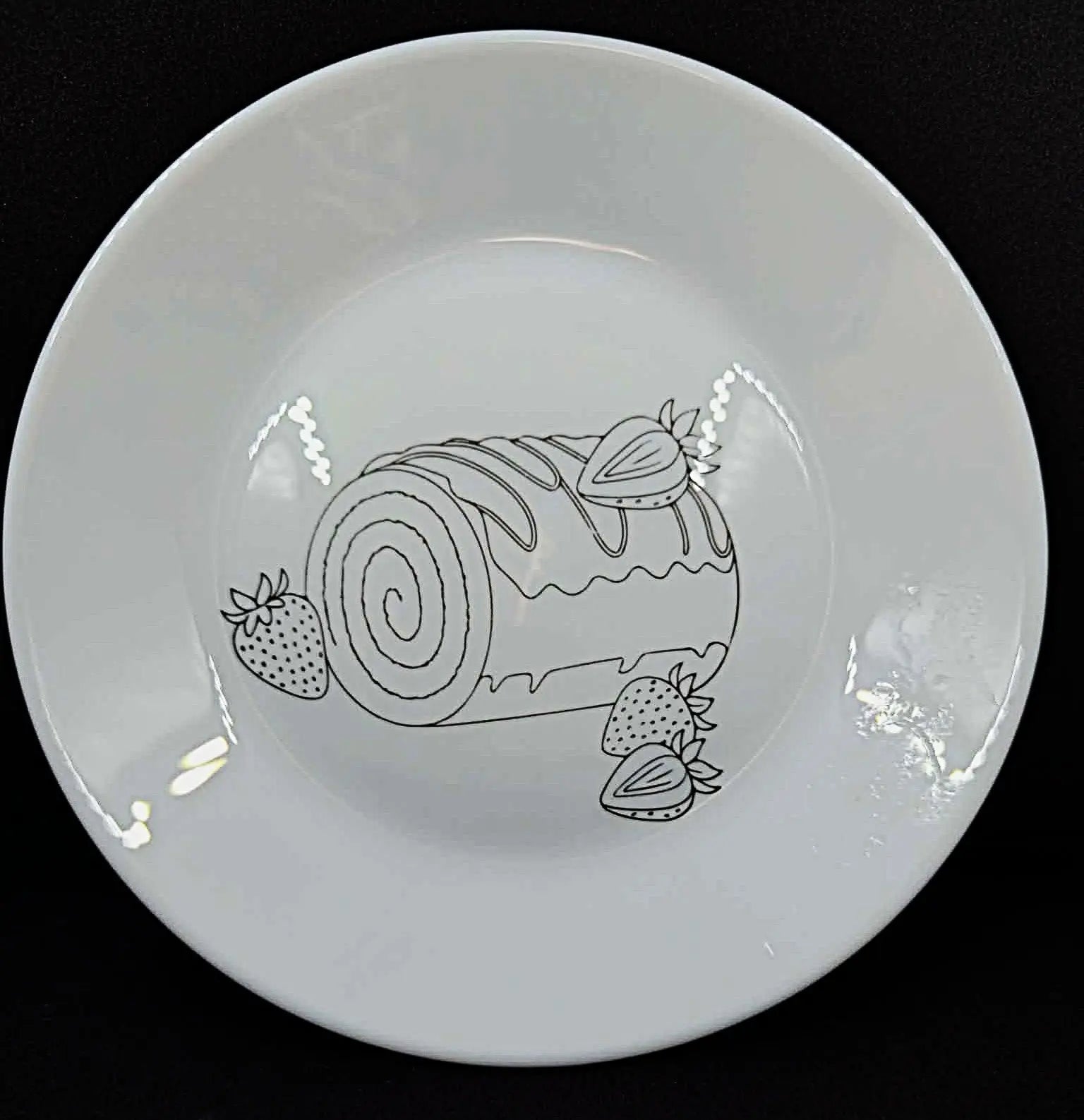 Assiettes à desserts buche fraise - GravéPourToi