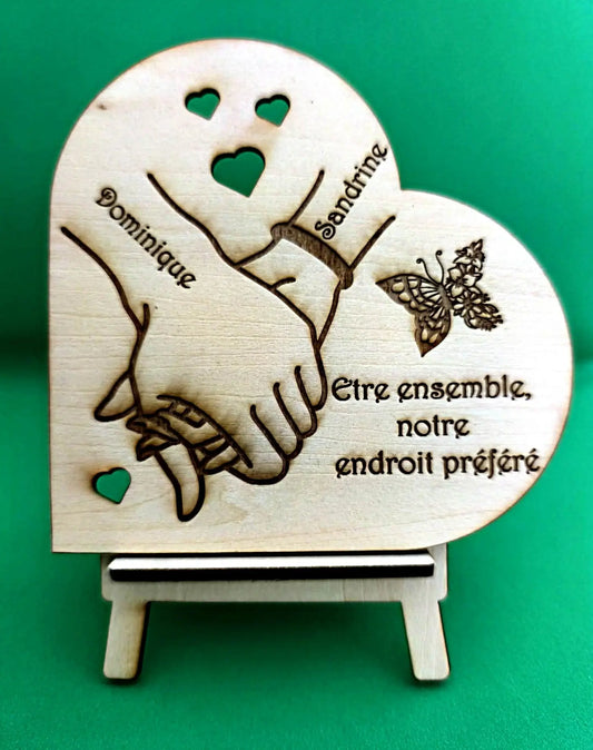 Coeur main papillon - GravéPourToi