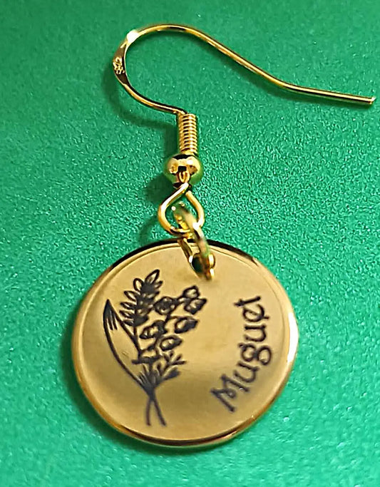 Boucles d'oreilles fleur de naissance Mai - GravéPourToi