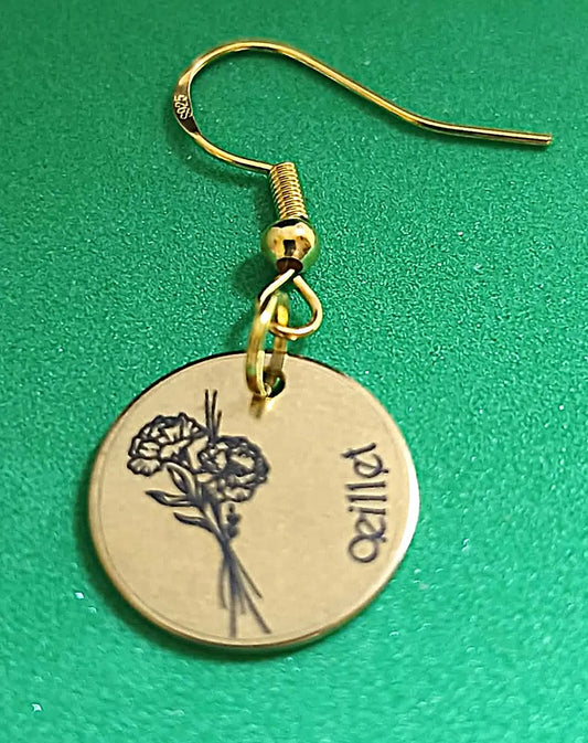 Boucles d'oreilles fleur de naissance Janvier - GravéPourToi