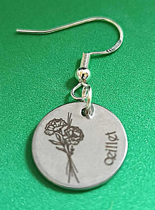 Boucles d'oreilles fleur de naissance Janvier - GravéPourToi